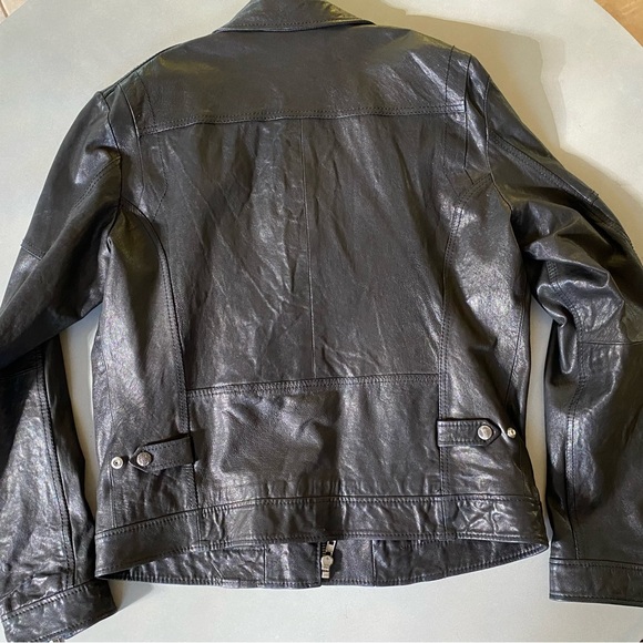 Vintage DIESEL Black Lambskin Leather Moto Jacket XXL - Picture 2 of 3